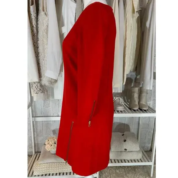 J Crew Women's Sz 00 Red Orange Lined Zipper Accent Shift Dress #0263 - Picture 2 of 13